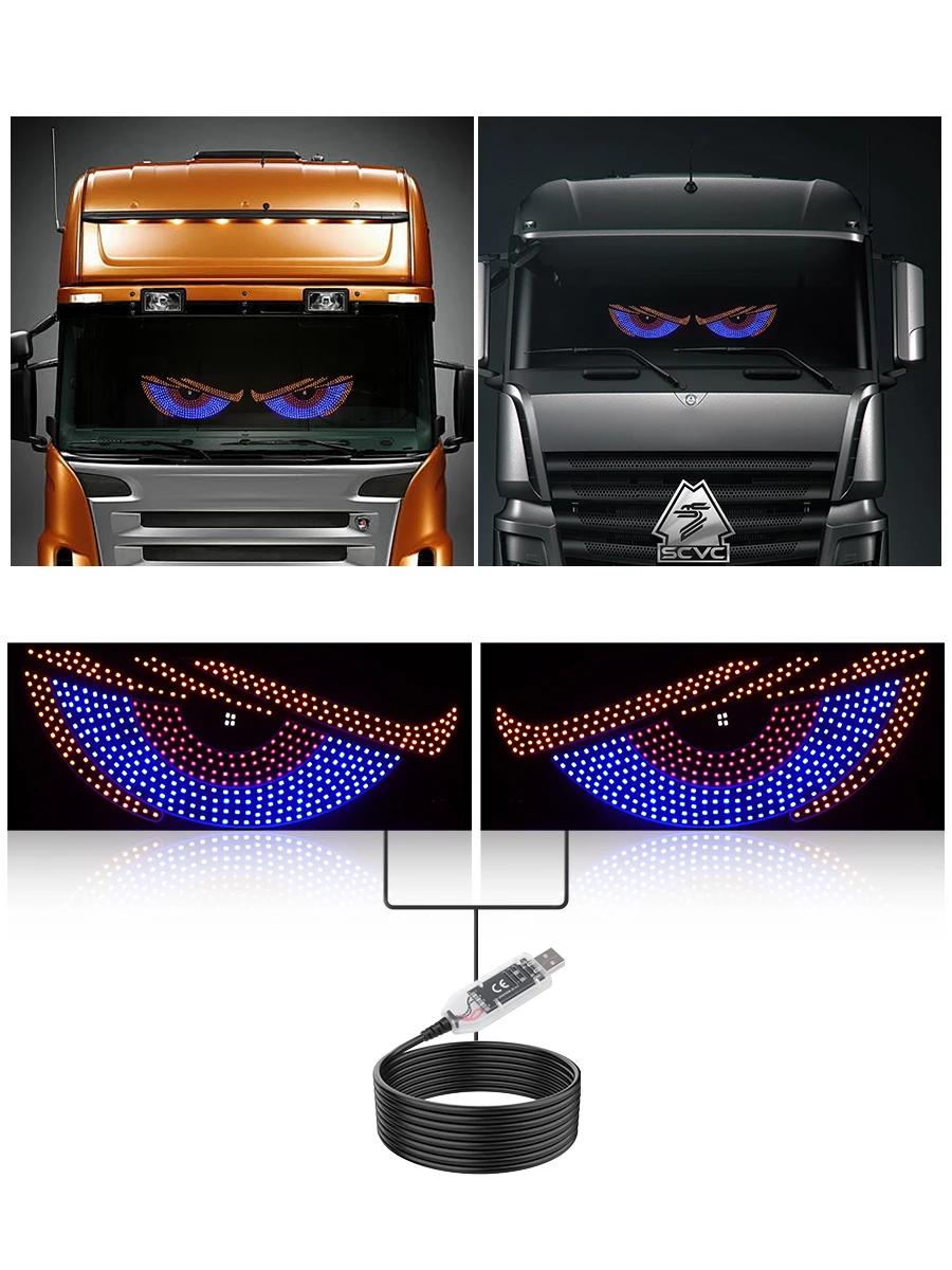 30*12cm Car Devil Eyes Light Led Soft Screen DIY Colorful Car Windshield Dynamic LED Waterproof