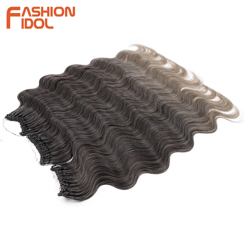 FASHION IDOL Body Wave Crochet Hair 22 Inch Soft Long Synthetic Hair Goddess Braids Wavy Ombre Blonde Hair Extensions