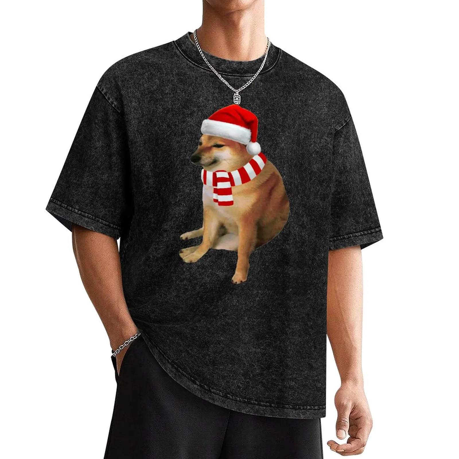 

Cheems Doge Christmas T-Shirt quick drying graphic shirts customs men tshirt