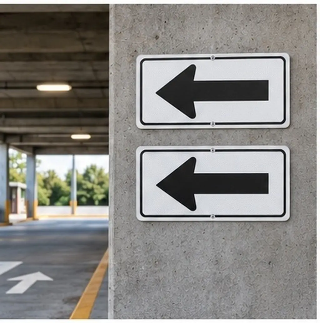 2Pcs Aluminum Reflective Arrow Sign Weatherproof Directional Board Easy Install Garage Wall Pole Traffic Safety