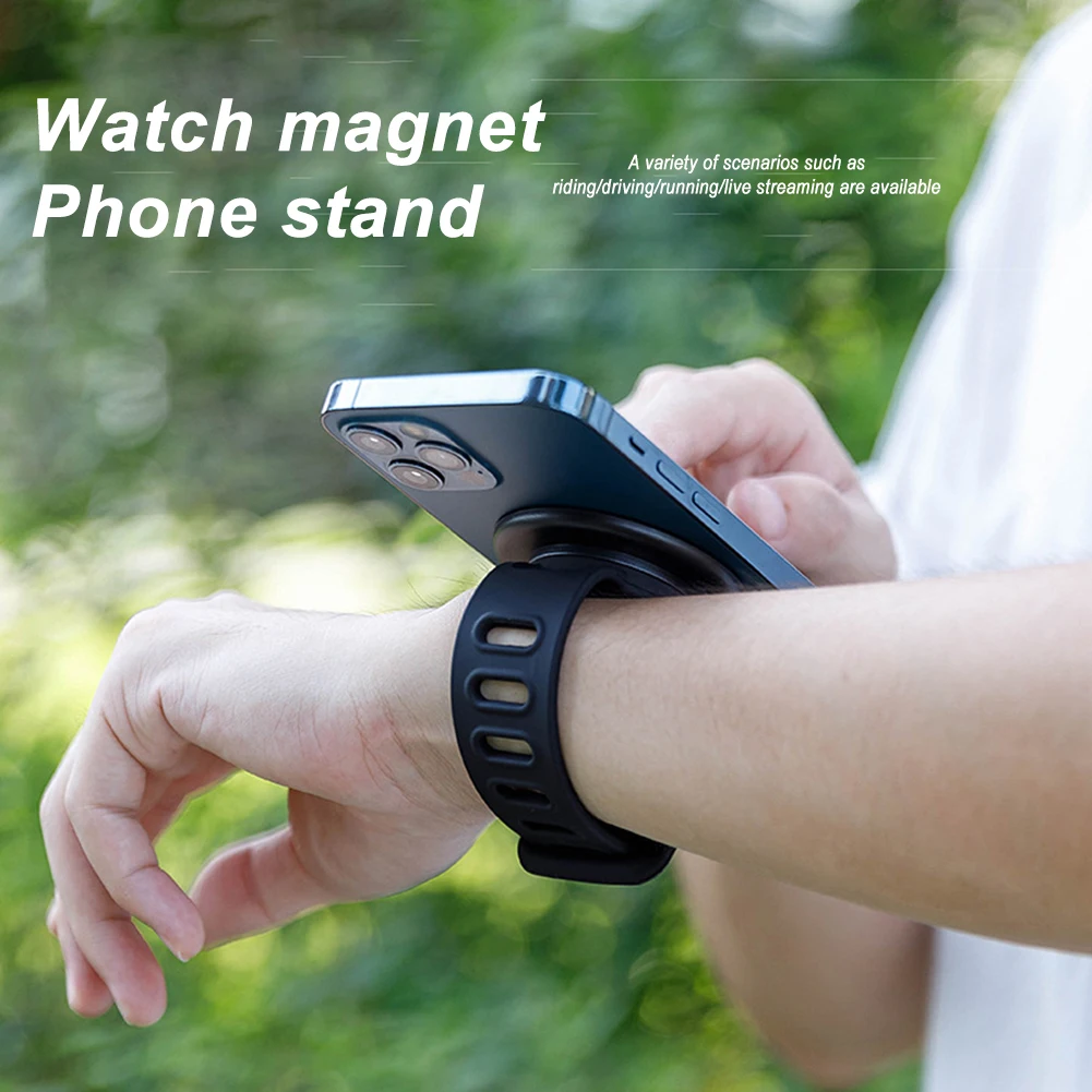 

Magnetic Phone Holder With Strap Bike Wristband Portable Lazy Fitness Armes Phone Bracket Outdoor Cycling Fitness Accessories