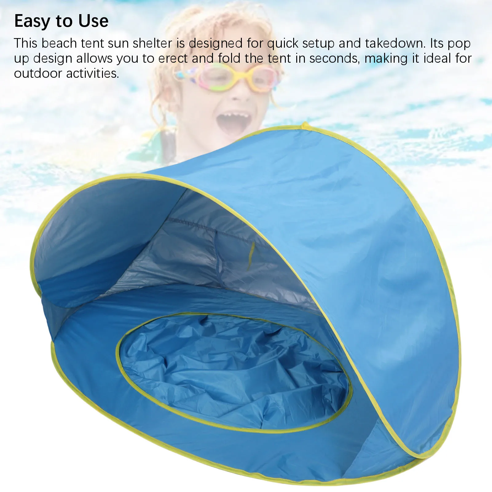 خيمة تظليل الشاطئ، خيمة الشاطئ، خيمة الشاطئ المقاومة للشمس والرياح، خيمة الشاطئ المحمولة للأطفال مع أكياس تخزين حمام السباحة للخارجية