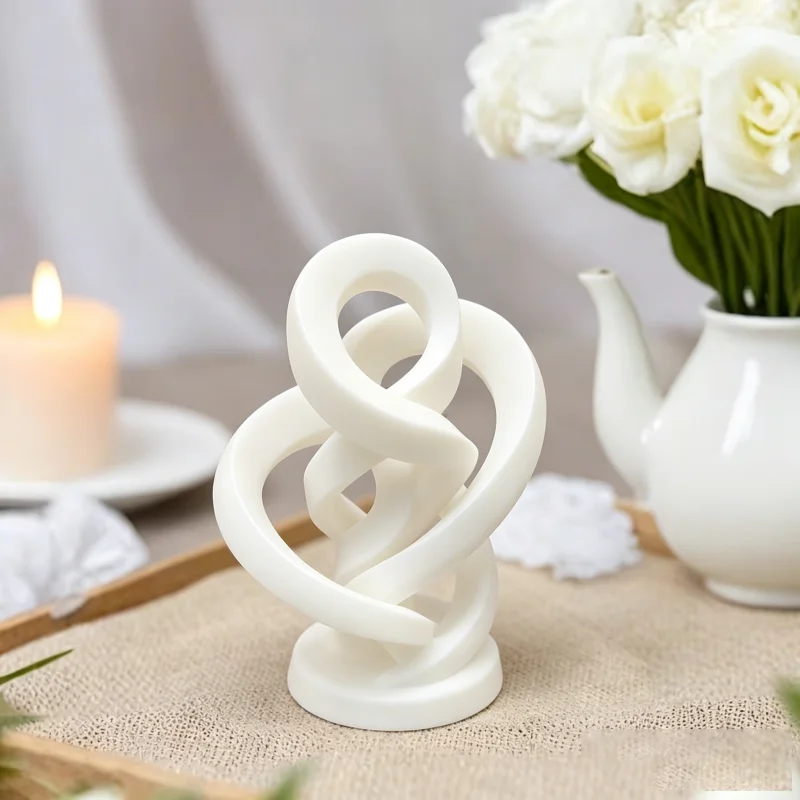 Intertwined Loop Abstract Sculpture,Twisted Infinity Knot Statue For Desk Window Indoor Home Tabletop Decor,3D Printed Craft