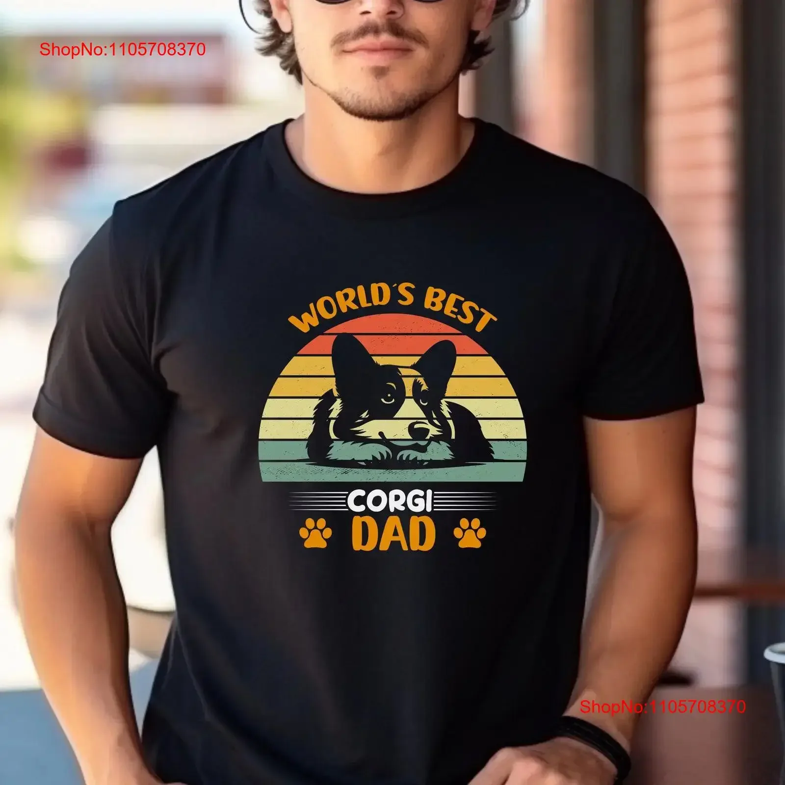 Corgi Dad T Shirt Best Father Dog Lover Top Cute Puppy Parent Animal Pet Owner Present Cotton vintage Washed streetwear graphic