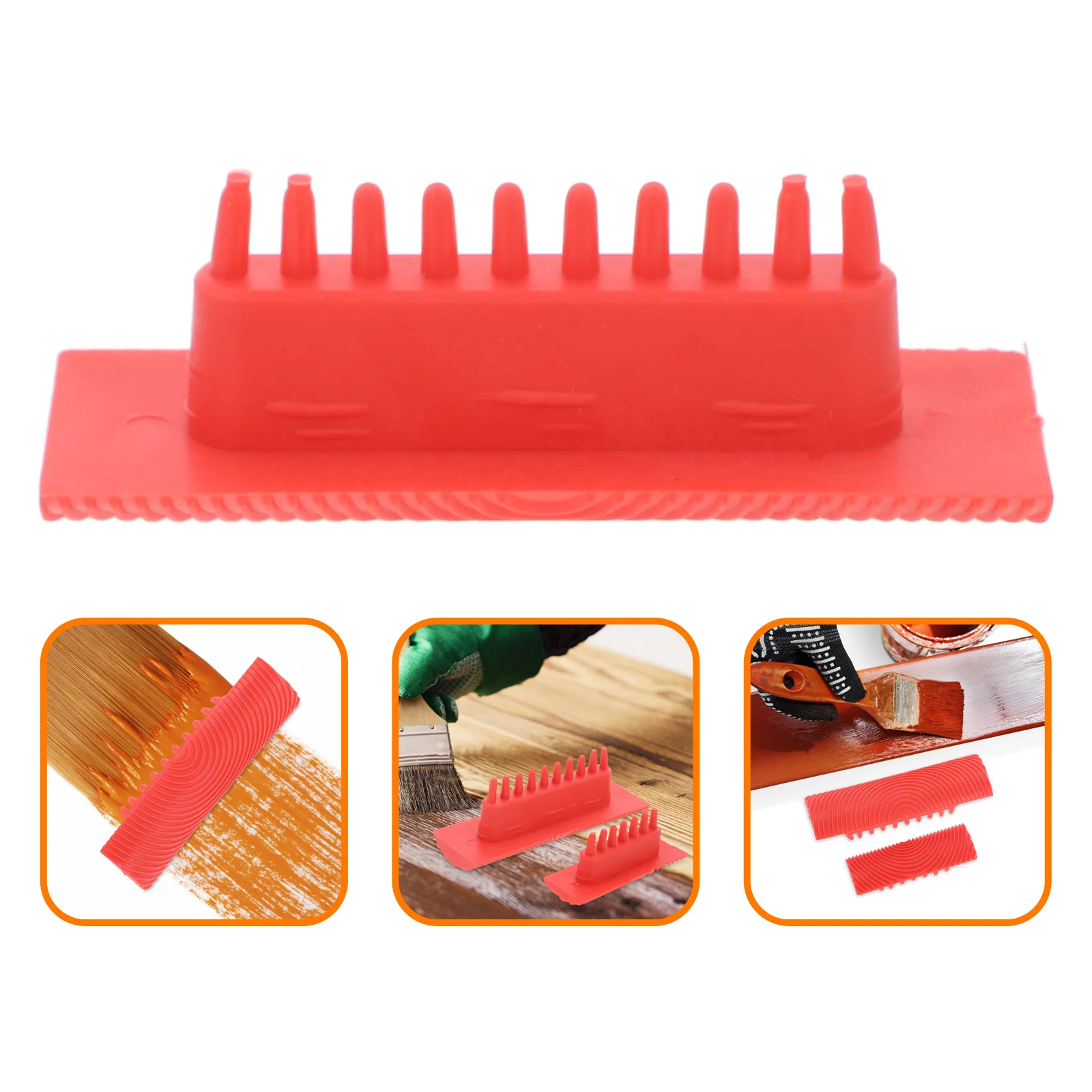 

2 Pcs Wood Grain Roller Tool Texture Tools Handheld Pattern Graining for Painting Red Plastic