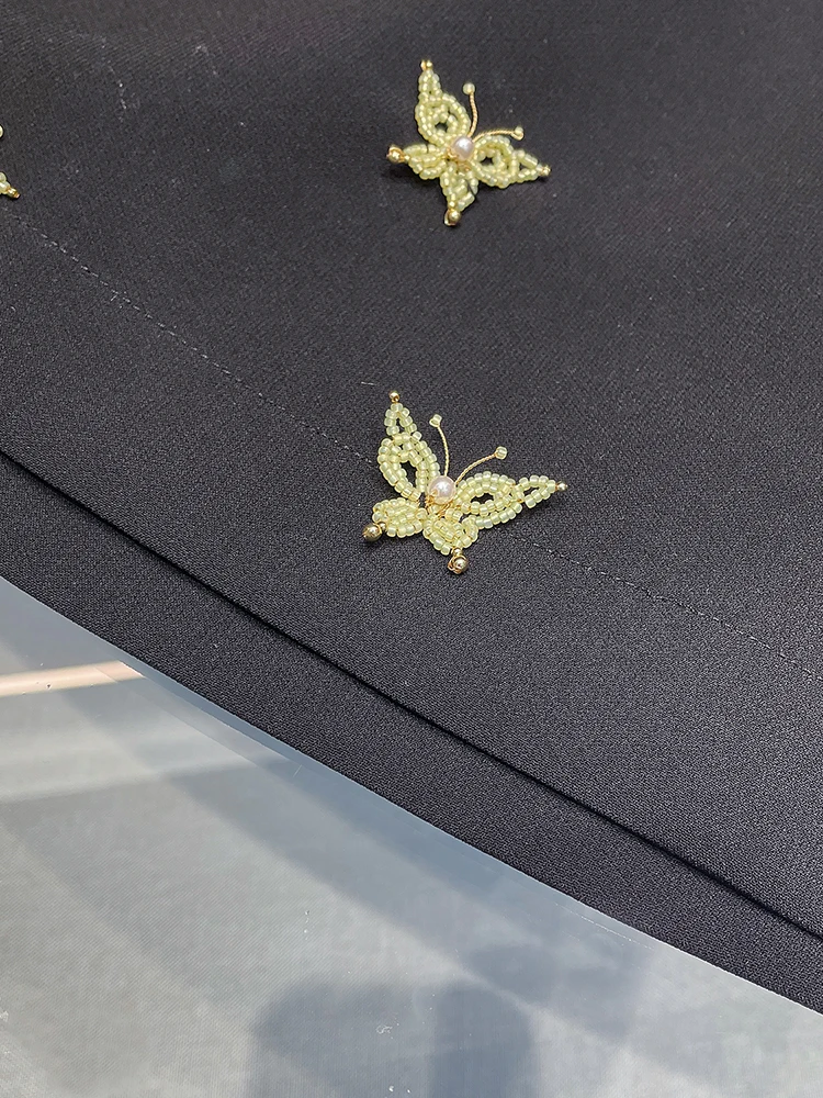 

Высококачественный женский летний жилет из бисера South Oil, топ плюс комплект с юбкой, модный шерстяной круглый костюм из двух предметов