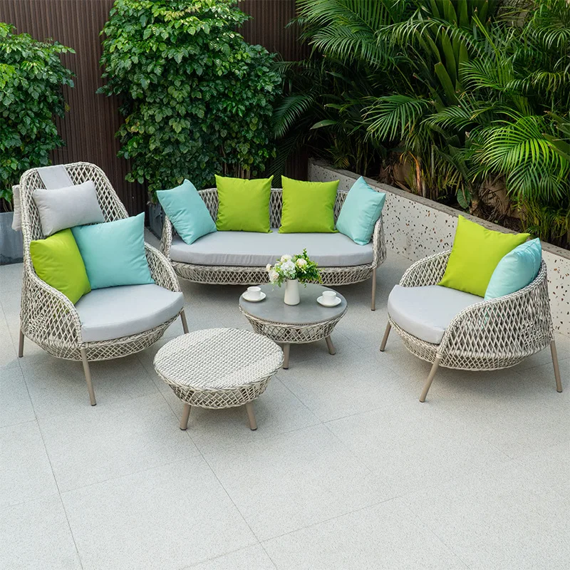 

Outdoor courtyard sofa hotel B & B open-air balcony rattan chair furniture leisure rattan single sofa coffee table combination