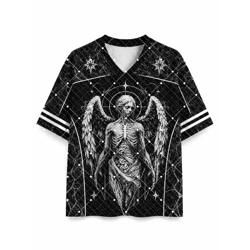 New Dark Style V-neck Quick Drying Sports T-shirt Trendy Fashion Halloween
