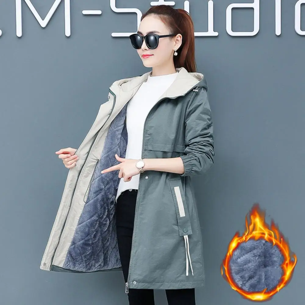 New 2023 Autumn Winter Plus Velvet Warm Jacket Coat Women\'s Long Hooded Sweater Fashion Woolen Jacket Casual Trench Coats 3XL