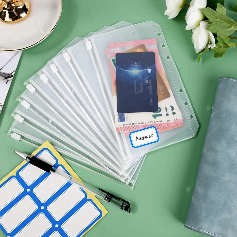 حقيبة ربط مع مجلدات بسحاب ، رابط 6 حلقات ، مغلفات ميزانية نقدية من كلوريد البولي فينيل ، حقيبة بسحاب ، 50 أو