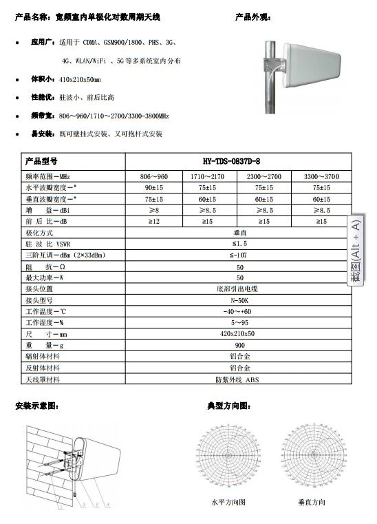 5G Broadband Log Periodic Antenna 800-3700MHz