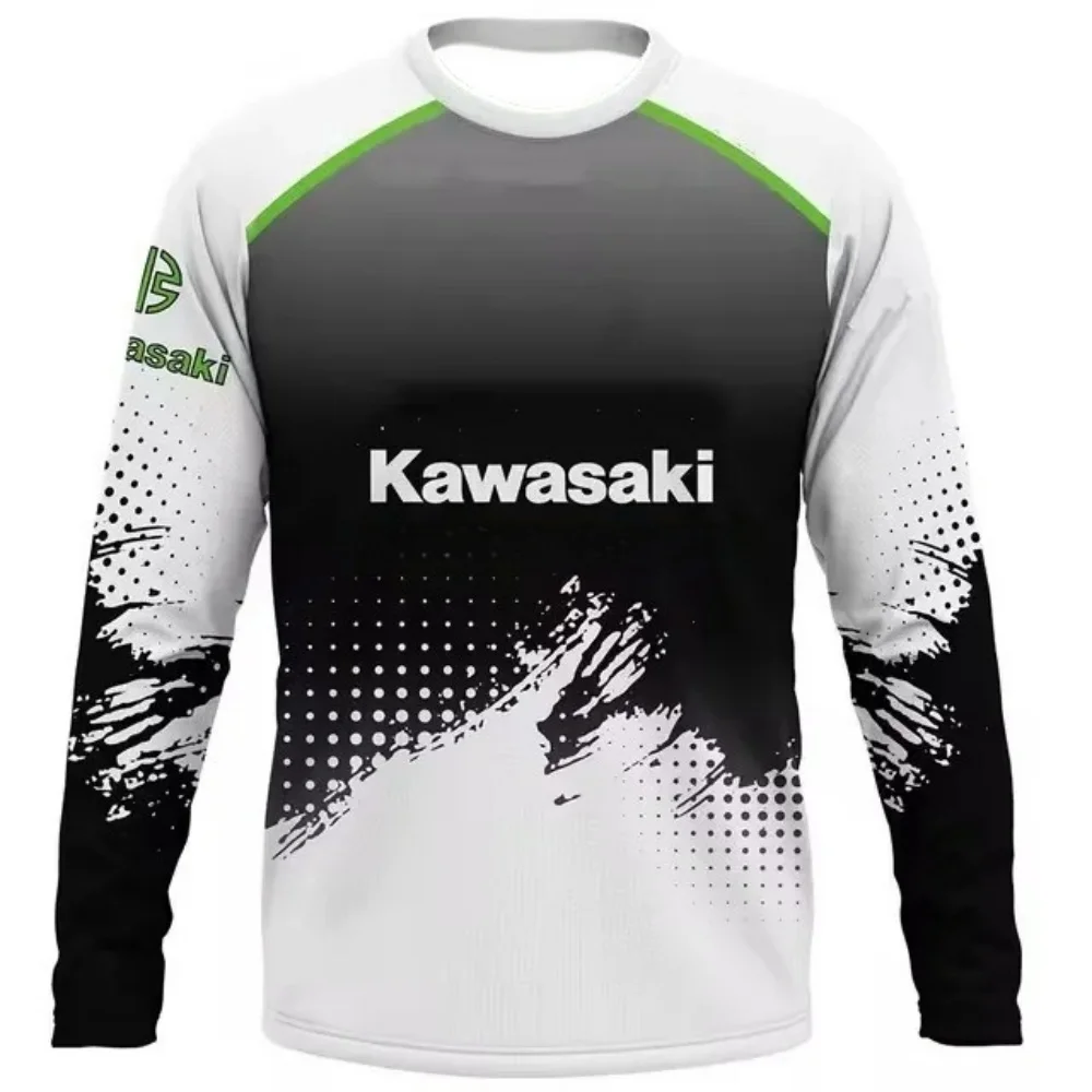 

Kawasaki Motorcycle Racing Team Men Women Crew Neck T-Shirt Long Sleeve Streetstyle Moto Fans Vintage Motocross Quick Dry Tops