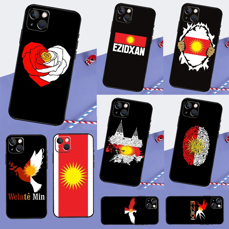 Yazidi Flag Ezidxan Phone Case For iPhone 16 15 14 11 12 13 Pro Max Mini X XR XS Max 7 8 Plus Cover Coque