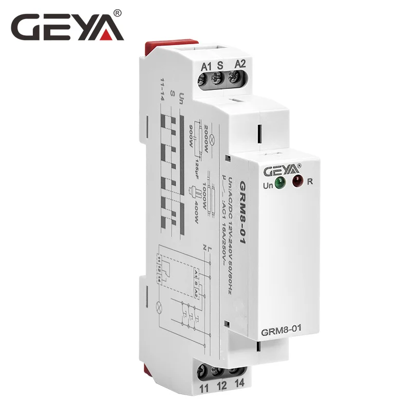 GEYA GRM8 Latching Relay Memory Relay SPDT 16A Step Relay AC230V OR AC/DC12-240V Impulse Relay 12V