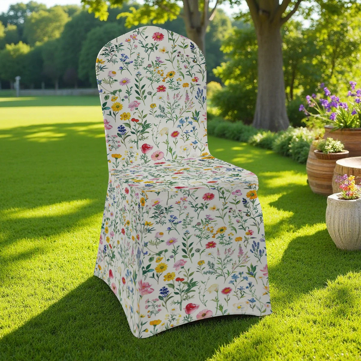 2D All - Over Printed Floral Stretch Chair Cover, Elastic Slip - Resistant Dustproof Universal Size for Hote