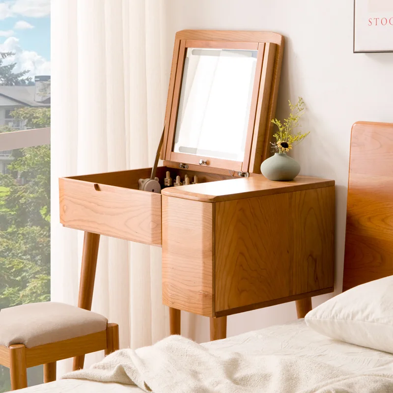 

Japanese-style solid wood dresser, small flip-top bedroom, dressing table, small computer table