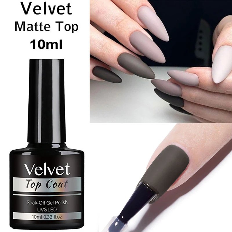 NAILCO 10 ミリリットル透明ベルベットトップコートジェルポリッシュネイルアートマットトップベース半永久ジェルワニスブルーミングトップコートなしワイプ