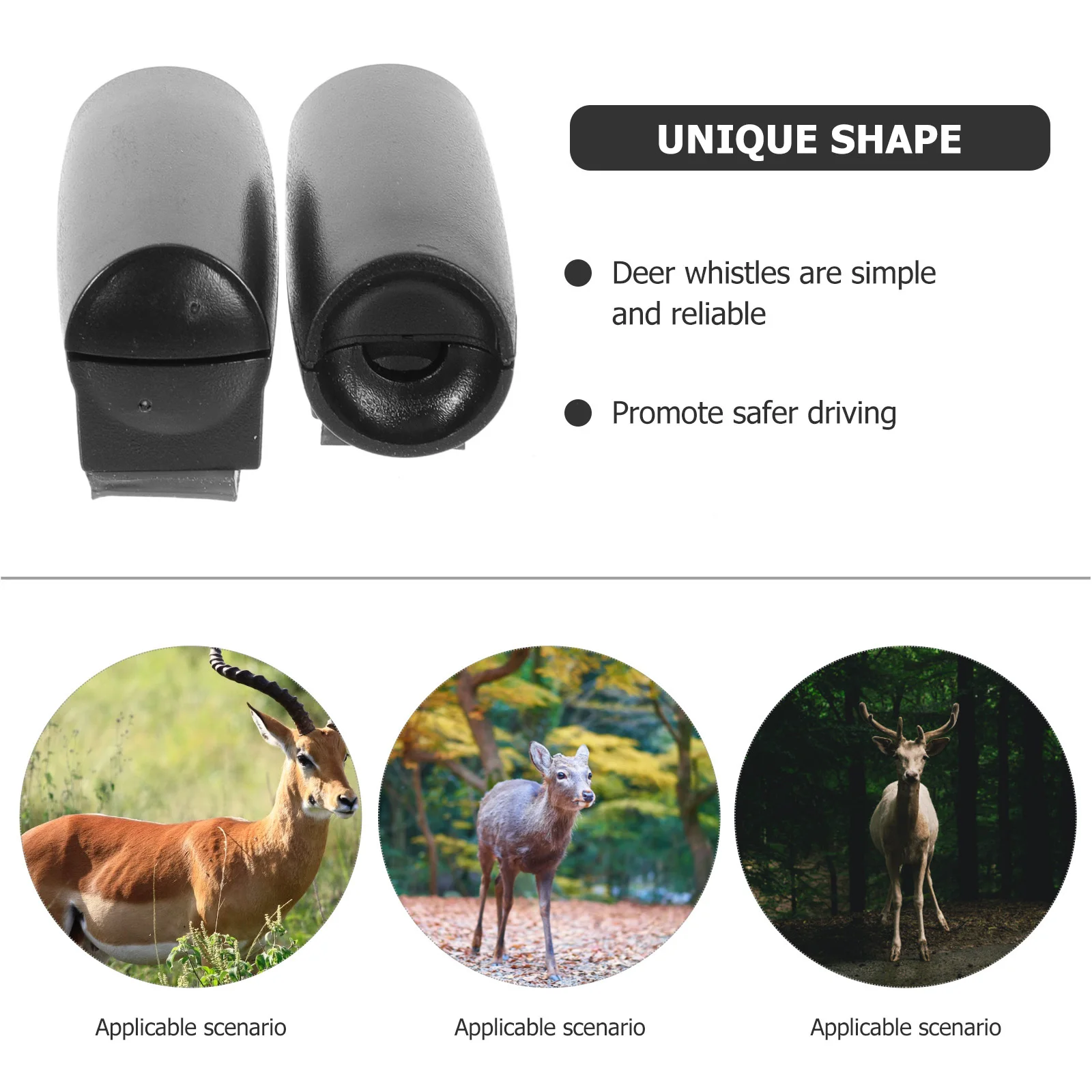 

2Pcs Deer Whistles for Vehicles ABS Durable Easy to Install Promote Safer Driving Animal Alert Deer Whistles for Car