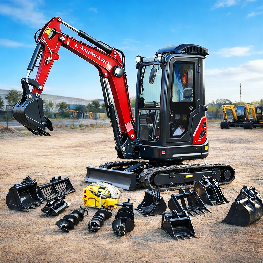 Miniexcavadora de entrega rápida, motor Yanmar CE de 2,5 toneladas, excavadora hidráulica completa, minibagger de jardín con pista fija, 2500kg, personalizado