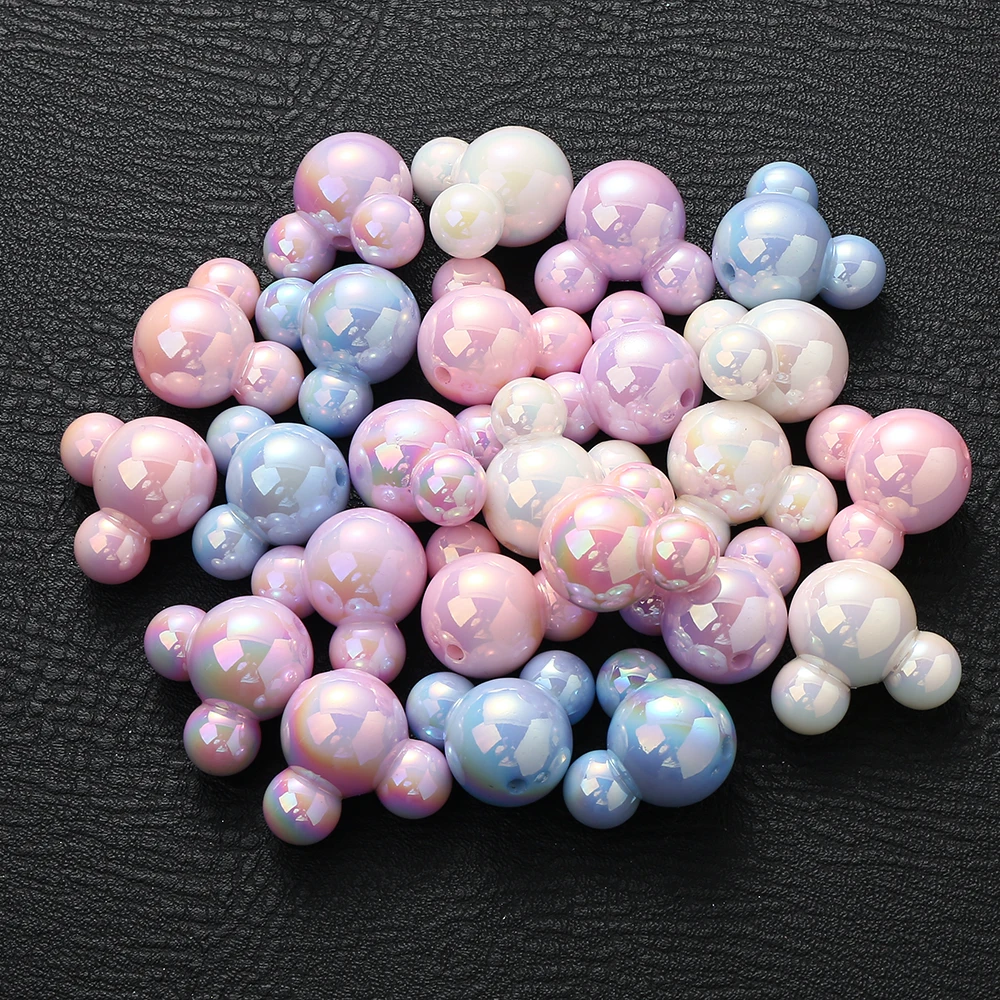 5Pcs/lot Cartoon Mouse Acrylic Beads Shiny Colorful Loose Spacer Beads For DIY Jewelry Making Bracelet Necklace Accessories