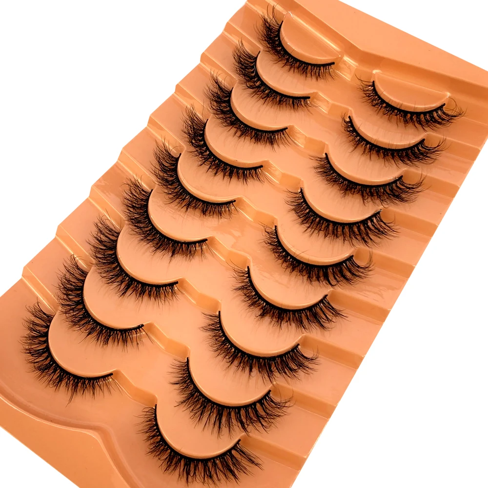 Nerz-Wimpern Flauschige Katzenaugen-Wimpern Wispy 6D Volumen Künstliche Wimpern Wie Extensions Aussehend Dicke Weiche Lockige Falsche Wimpern 9 Paare – Detail 4