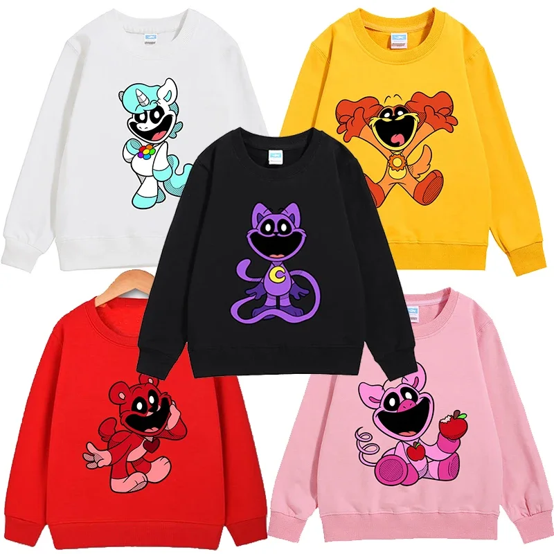 Smilings Critters Sweatshirts Anime Figures Catnap Printed Long Sleeves Tops Base Round Neck Sweaters Toddler Infant Clothing