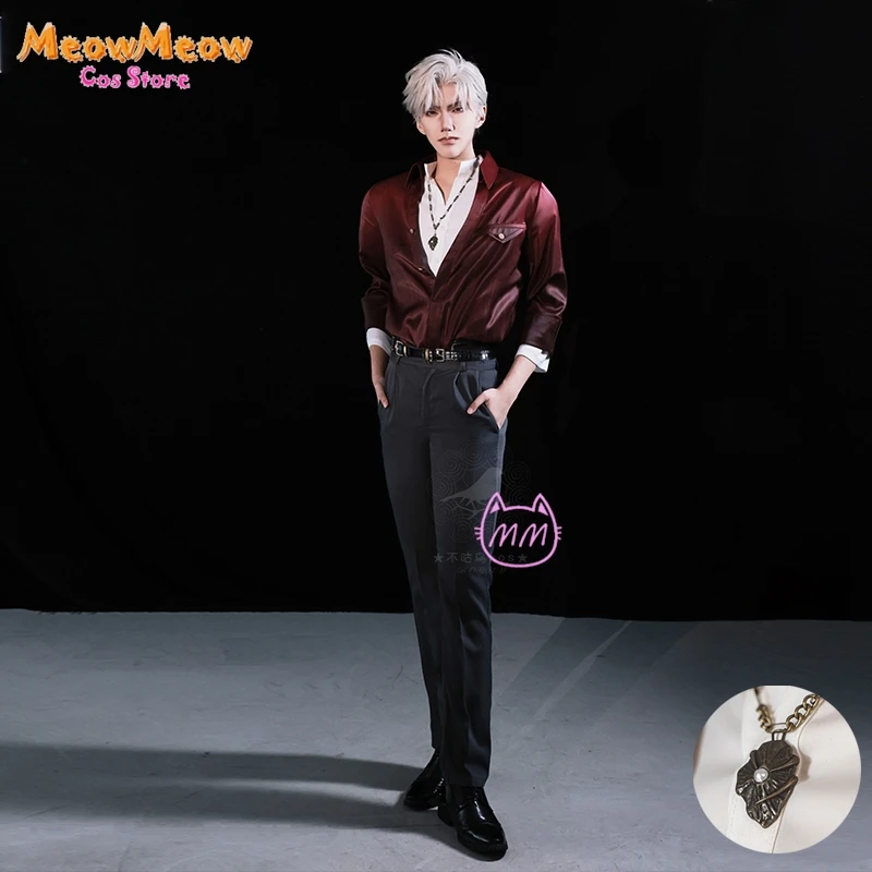 Sylus Cosplay Game Love And Deepspace Costume Suit Wine Red Shirts Pants Uniform Qinche Halloween Christmas Men Roleplay Party