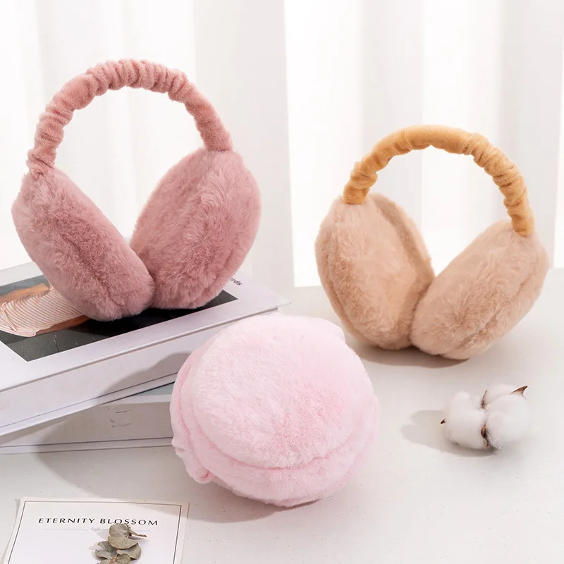 Hot selling Winter Plush Earmuffs for Women's Kids Outdoor Thicken Warm Cold Proof Soft Fluffy Cute Faux Fur Folding Earflap