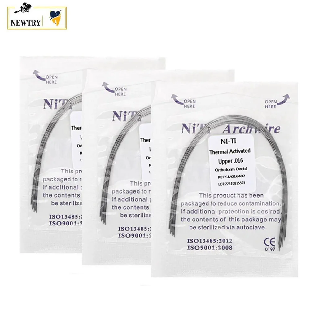 3 Packs Thermal Activated NiTi Arch Wire Dental Orthodontic Round Heat Activated Archwire Ovoid Natural Form Upper Lower Bracket
