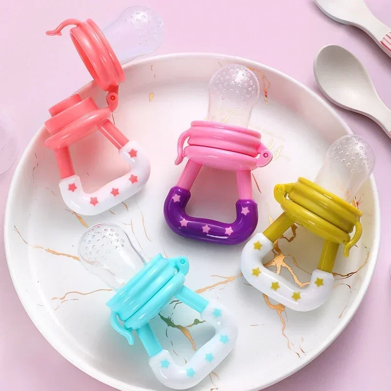 

Baby Food Supplement Teether Silicone Teether Baby Fruit Vegetable Fun Newborn Baby Rice Paste Baby Feeding Tableware 1/3PCS