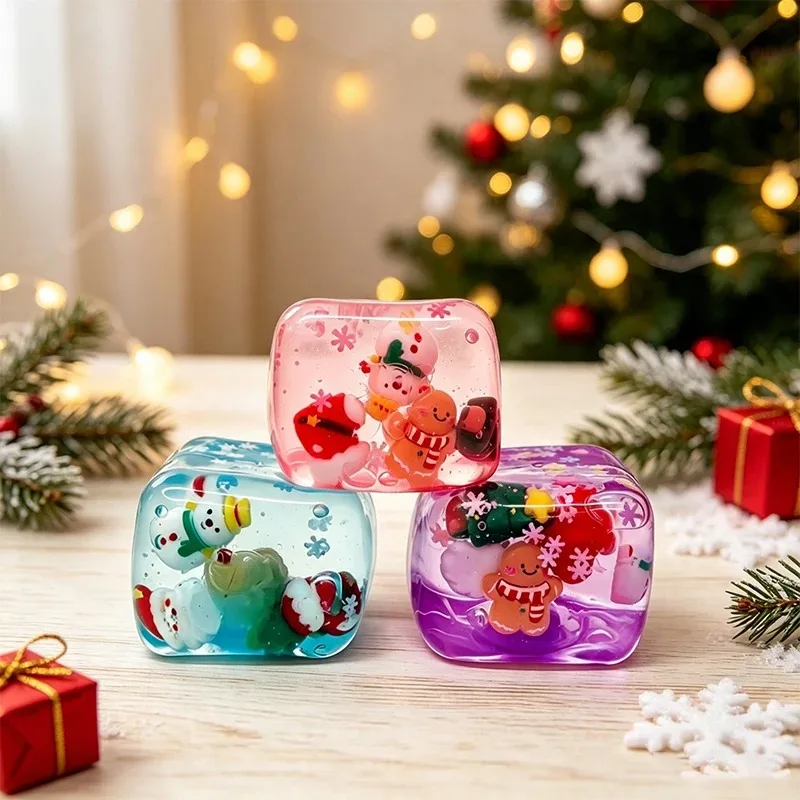 Christmas Ice Cube Squishy Maltose Texture Stress Relief Santa Design Halloween & Holiday Decor Soft Squishy For Anxiety Relief*