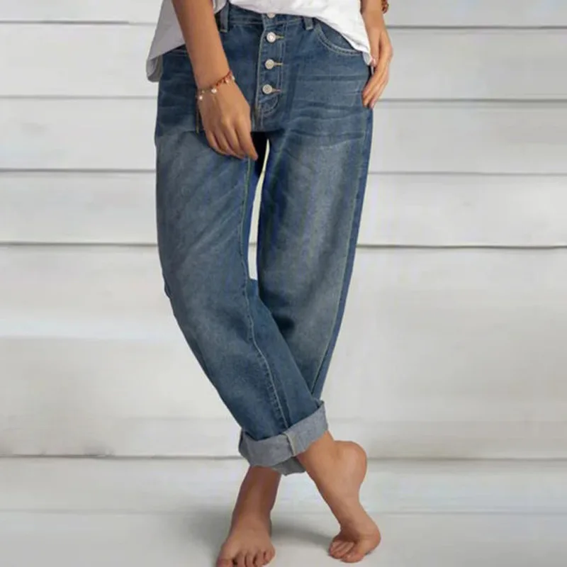 

2024 Summer Oversize Women's Denim Pants Blue Pockets Empire Waist Wide-leg Jeans Loose Pants Female Summer Casual Fashion Lady