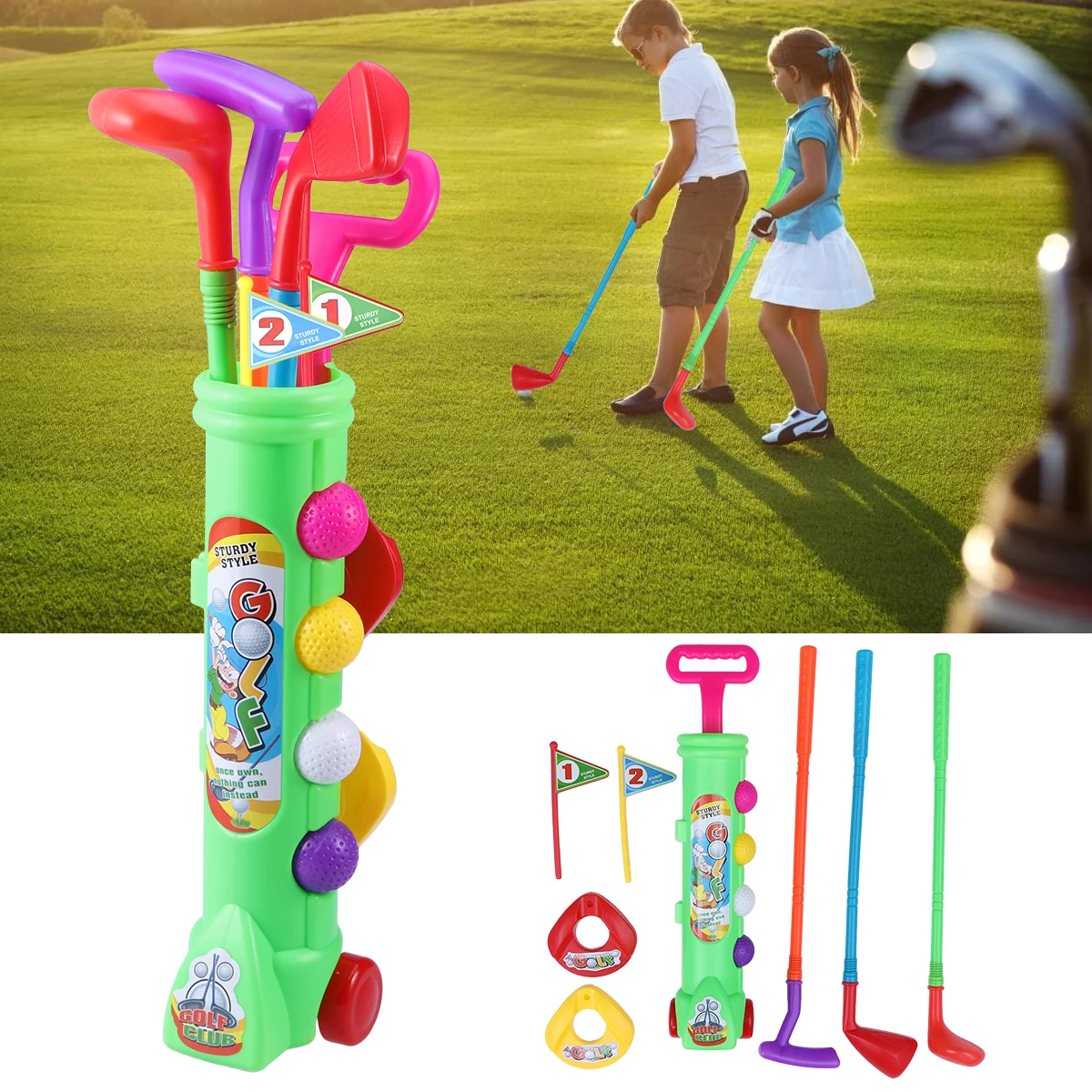 Set da golf Divertimento all'aria aperta Giocattoli sportivi Bambino Adulto Educativi per interni Bambini per bambini