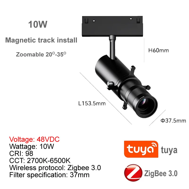 Zigbee Tuya Smart Shapeable Magnetic Track Light CCT Dimmable Projection Lamp 2MQTT Home Assistant