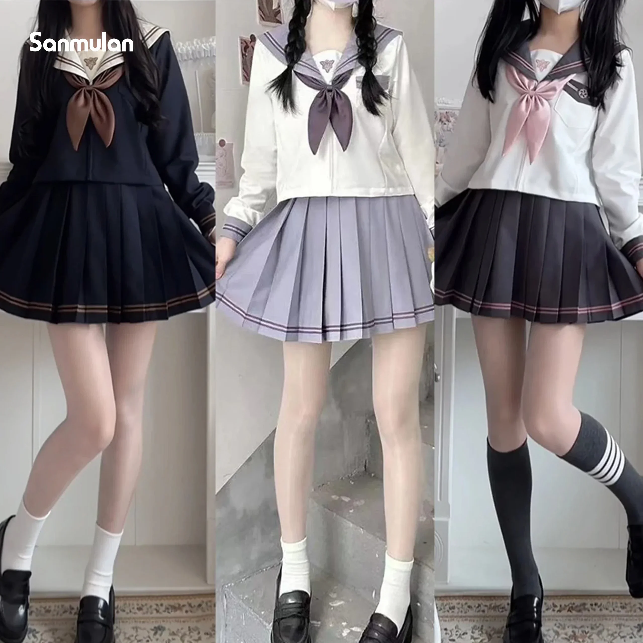 

Japanese School Uniform Girl Jk Sailor Suits Three Popular Sets Sexy Pleated Skirt Fuku Anime COS Graduation Costumes Women New