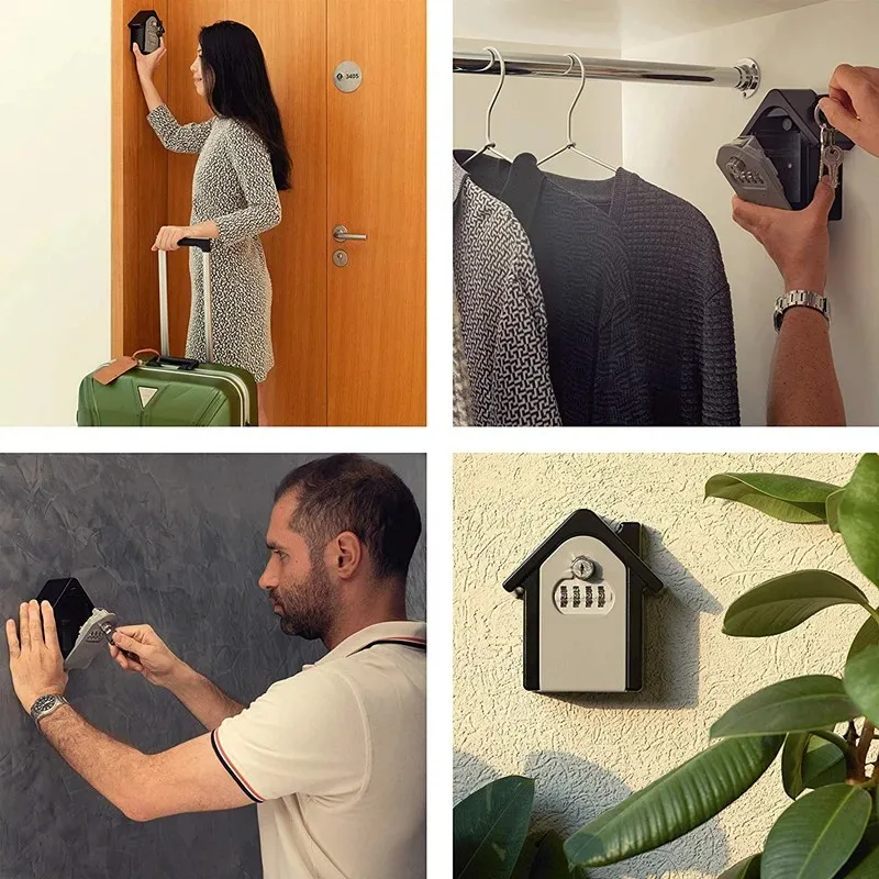 4-digit Combination Code Key Unlock Anti-theft Storage Box Wall-mounted Large Key Safe