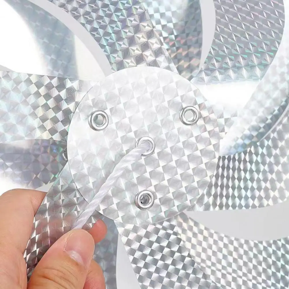 Bird Repellent 1 Set Reflective Pinwheels with 10m String Outdoor Bird Deterrent Wind Spinner 8 Pinwheels Sparkly Garden Bird Sc