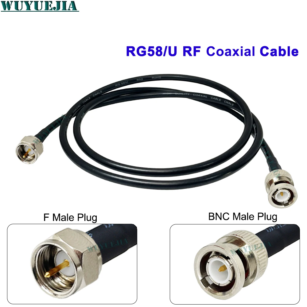 RG-58/U Coaxial Cable BNC Female Jack to F Male Plug 50 Ohm Low Loss Coax Adapter High Quality RF Connector For Radio/TV Systems