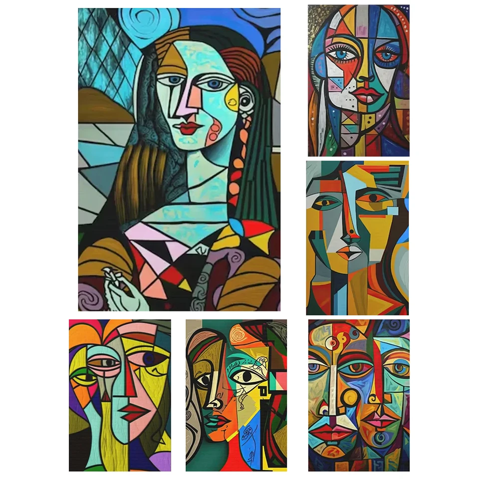 

Scandinavian Abstract Wall Art 3D 5DDIY Diamond Painting Picasso Figure Painting House Bedroom Living Room Decoration