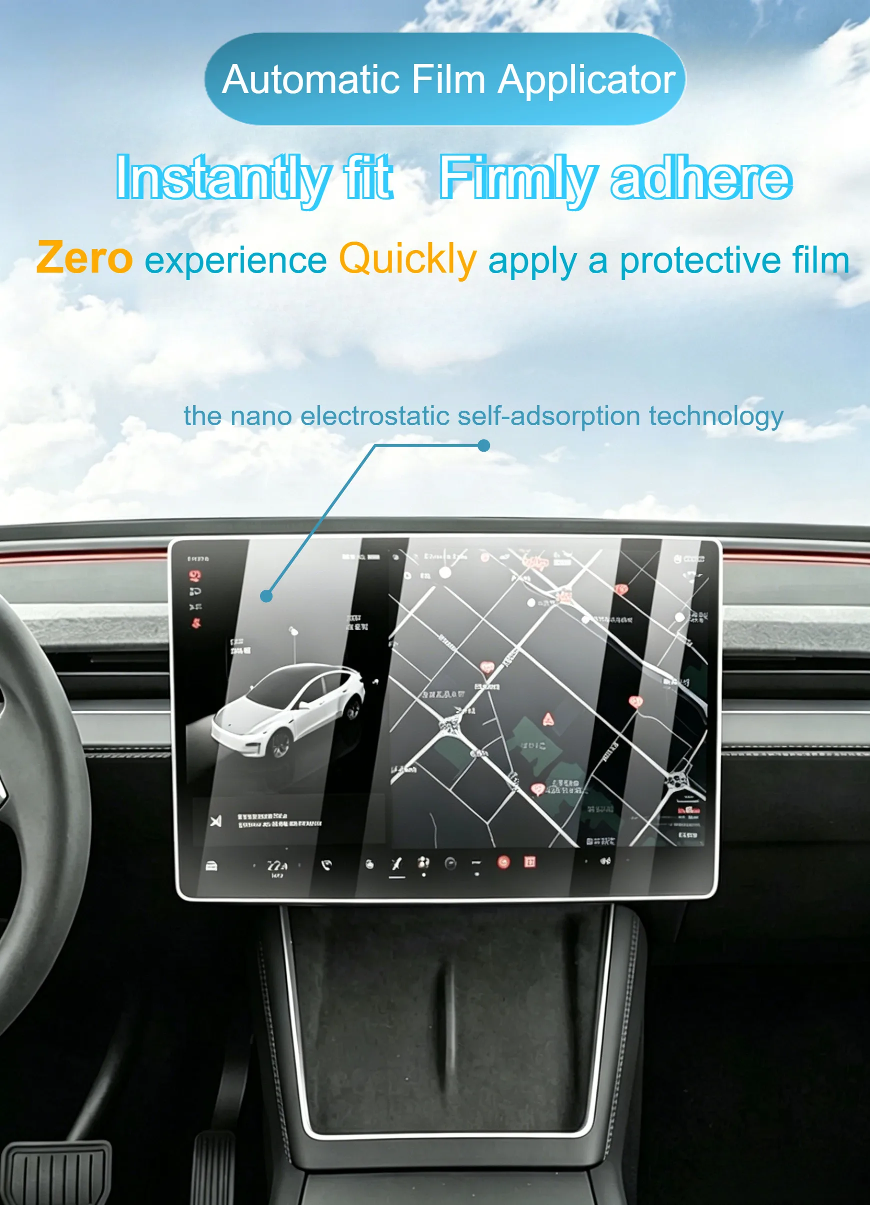 Für Tesla Model 3 Highland 15,4-Zoll-Bildschirm Panzerglasfolie Automatisches staubfreies Installationsset Kratzfest Blendfrei HD Matt – Detail 4