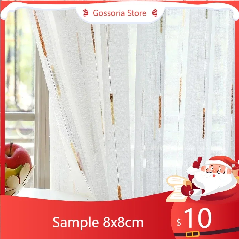 

Sample Cotton Linen Vertical White Stripes Sheer Tulle Curtains For Bedroom Living Room Balcony Windows Drapes Tulle Curtains
