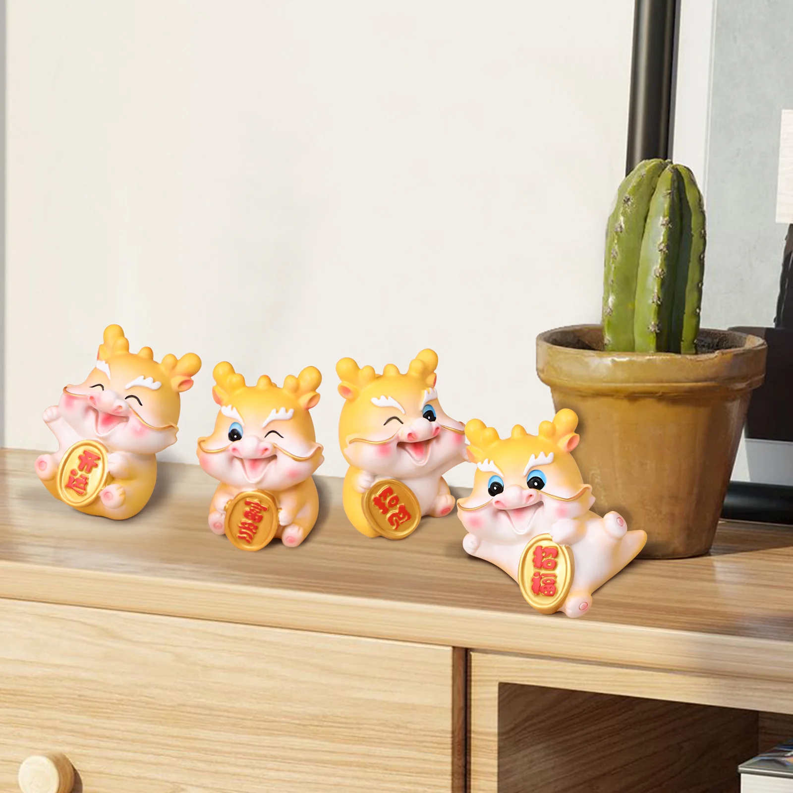 

4Pcs Miniature Resin Dragon Figurines Animal Desktop Statue Table Decoration Home Office Aesthetic Dragon Decor