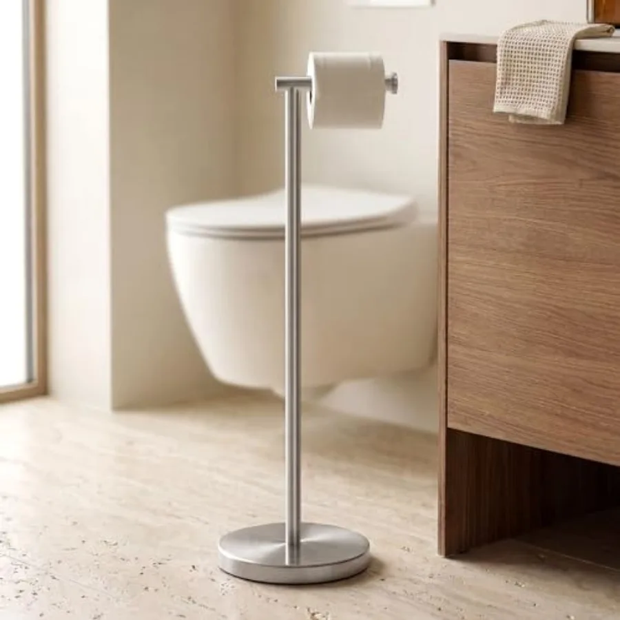 

Toilet Paper older Stand Taller Version , Free Standing Toilet Paper Roll Holder with Weighted Base for Bathroom, Rustproof SUS