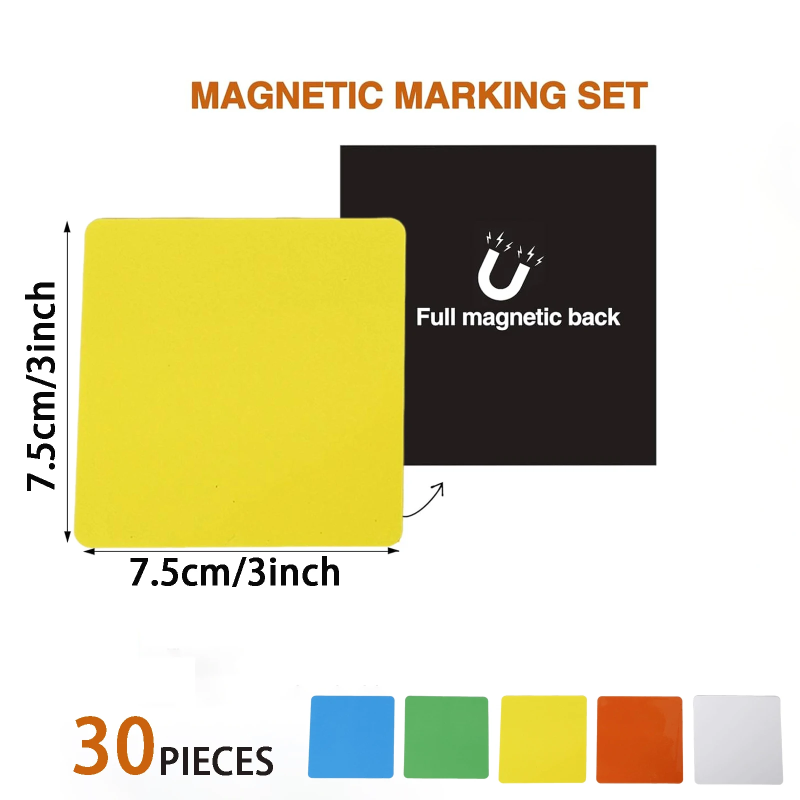 Reusable Magnetic Sticky Notes 3x3 Inch - 30 Pack Dry Erase Whiteboard Magnets for Colorful Fridge Stickers for Refrigerator