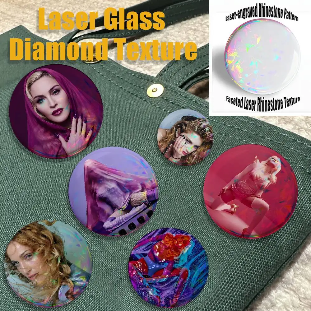 Confessions M-MadonnaS Singer Enamel Pins Funny Characters Badge Fashion Jewelry Accessories Round Snap-in Brooch on Backpack