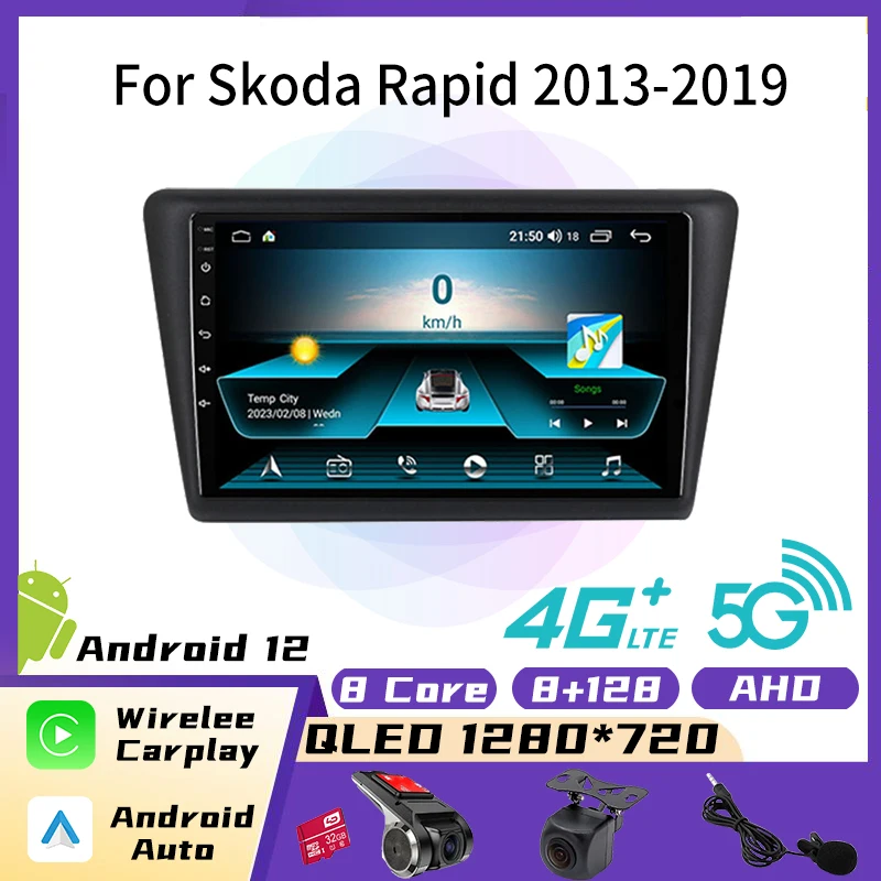 

2 Din Android Car Radio Stereo for Skoda Rapid 2013-2019 Carplay Car Multimedia Player GPS Navigation Autoradio Head Unit Wifi