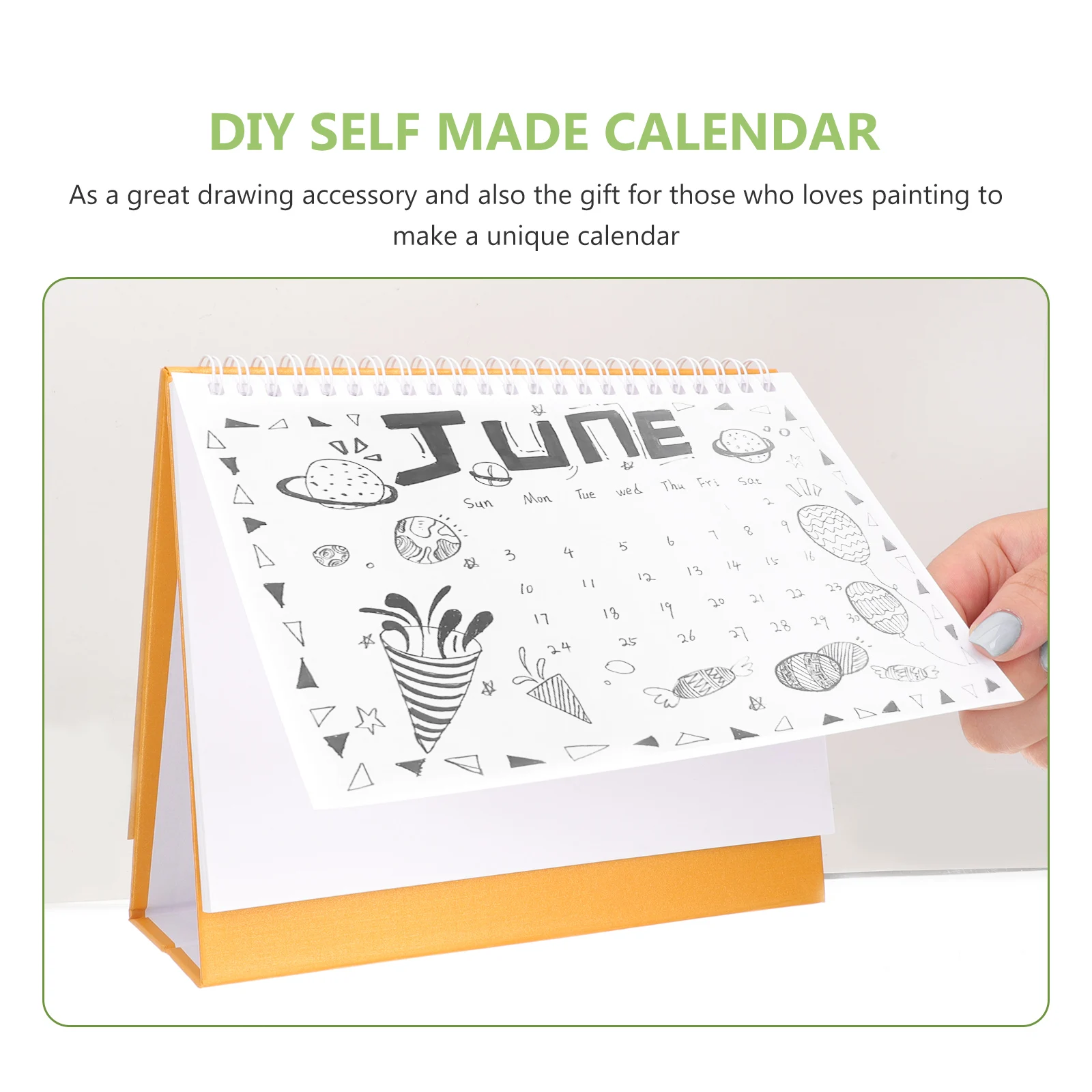 

DIY H Painted Desktop Calendar Blank Paper St Kids Sticker Decorative Flipped Empty Book Stylish Simple Design Good Mood