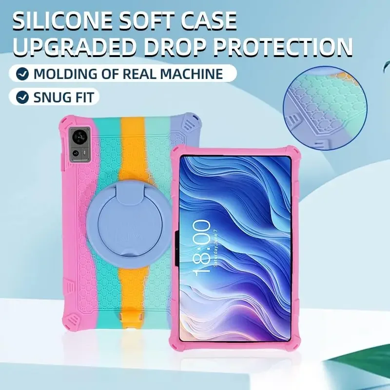 360 Rotating Soft Silicone Case For Teclast T60 Plus P50 M50 Pro T65Max Full Body Protection Shockproof Kickstand Tablet Cover