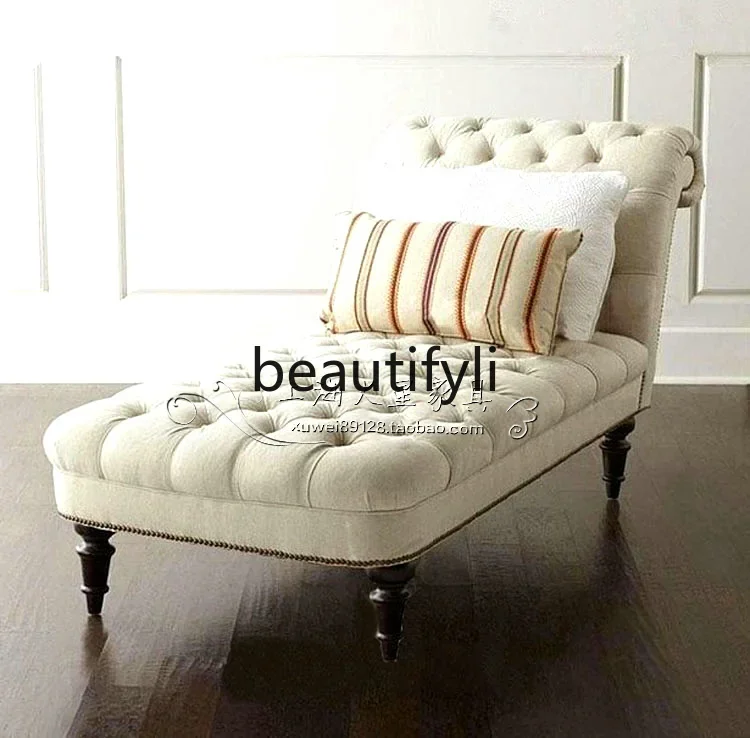 

A16 Modern simple fabric chaise longue beauty couch American country single sofa recliner European style