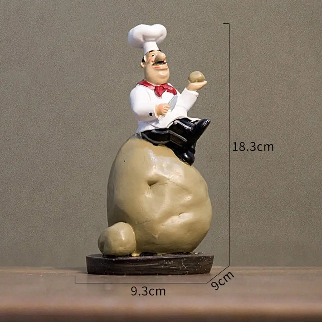 European Chef Figurine Statue Cafe Shop Decoration Craft Gift